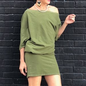 Green hemp slouch dress